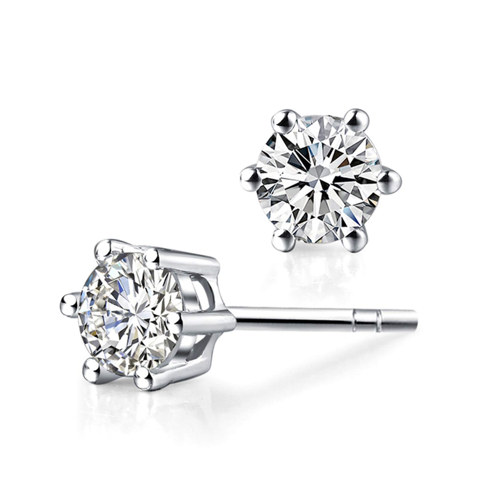 Stud Earrings for Women 925 Sterling Silver Earingings 4mm to 8mm Cubic Zirconia Earrings Sparkly Silver Stud Earrings Men