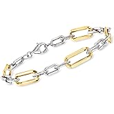 Ross-Simons Sterling Silver and 18kt Gold Over Sterling Paper Clip Link Bracelet