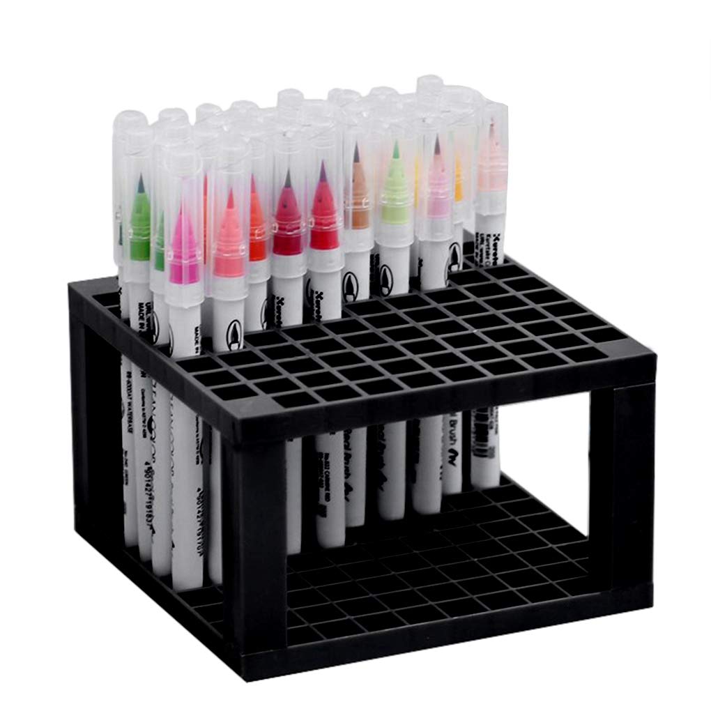 Pen Brush Holder, Large Pencil Shelves Student Desk Stand Organizer Holder with 96 Slots, Professional Pen Rack for Markers Gel Pens Colored Pencils Kid Adult Painter Plastic Desktop Storage Box
