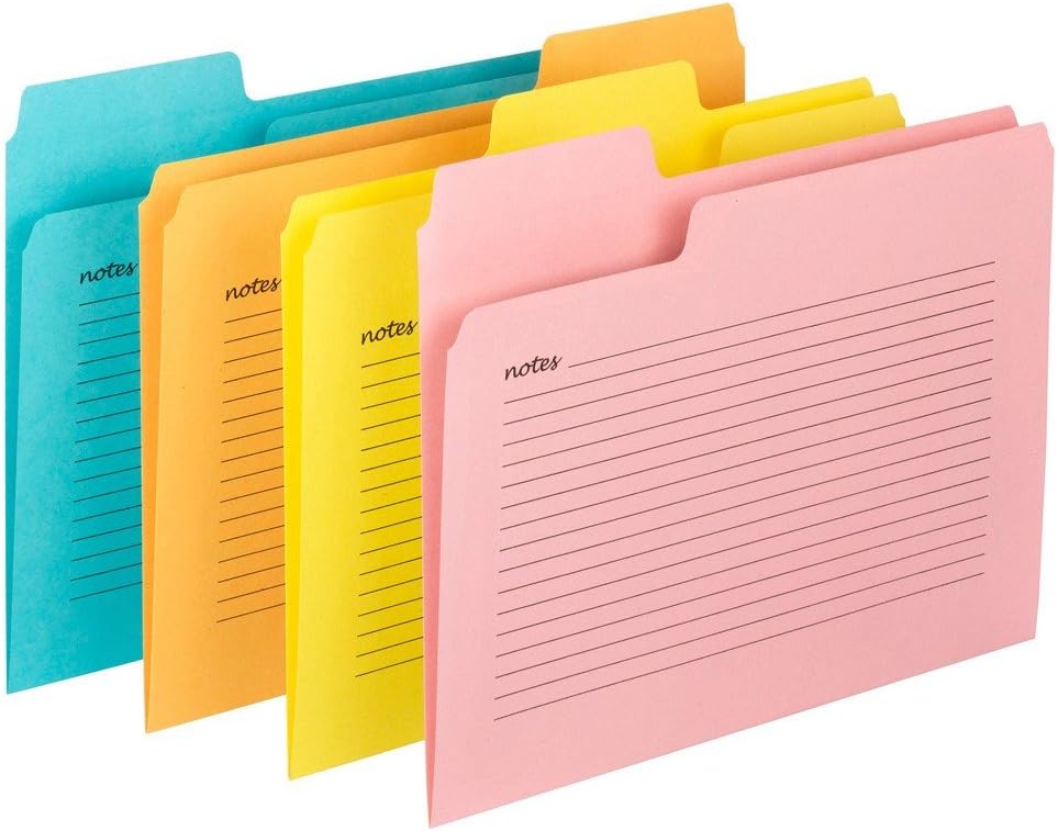Smead SuperTab Notes Folder, Oversized 1/3-Cut Tabs, Letter Size, Assorted Colors, 12 per Pack (11650) : Office Products