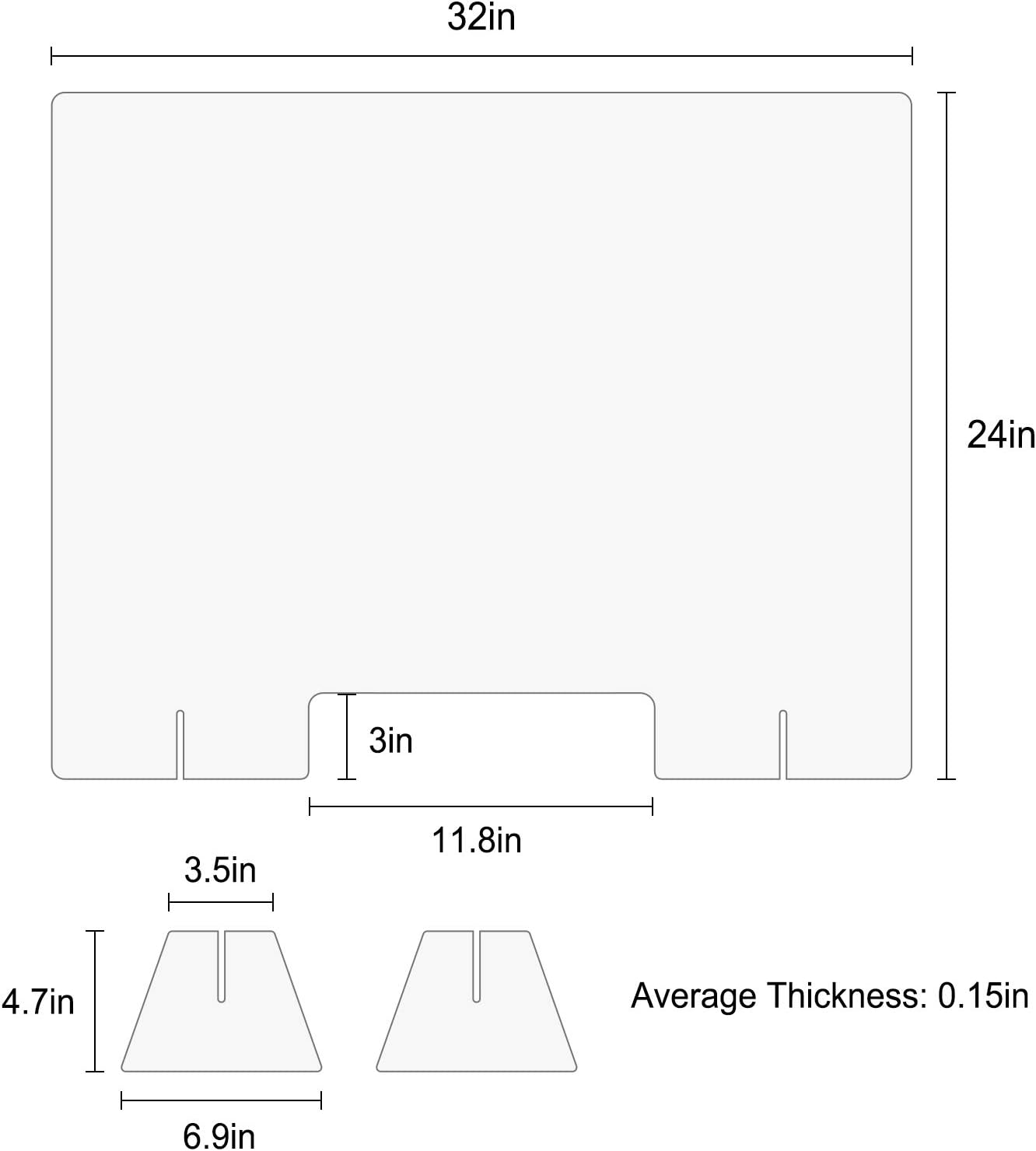 Sneeze Guard for Desk, Plexiglass Shield for Desk Economy 32"Wx24"H Protective Freestanding Clear Acrylic Shield, Portable Plexiglass Desk Shield for Retail, Office, Countertop: Home Improvement