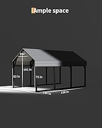 GarveeLife 12x13 FT Metal Carport Shed, Reinforced