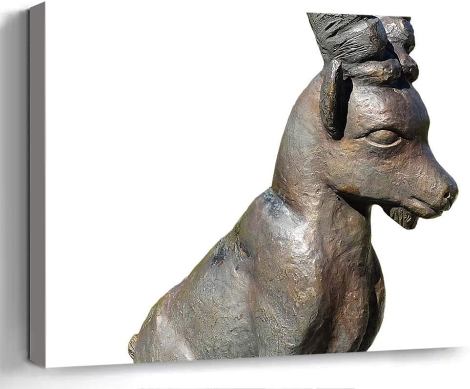 Wall Art Canvas Print Home Decor (20x14 inches)- Capricorn Bronze Statue Animal Figure Metal