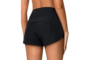 colorskin High Waisted Athletic Shorts for Women Quick Dry Workout Running Shorts with Mesh Liner Zipper Pockets