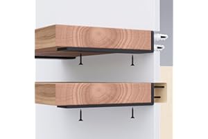 EVALD Floating Shelf Brackets | 8-inch Hidden Black Carbon Steel Brackets for Wall, Kitchen, Nursery, Mantel | Minimalistic Design Supports Fireplace Mantel, Bookshelves, Bar Wall Shelves (6 Pack)