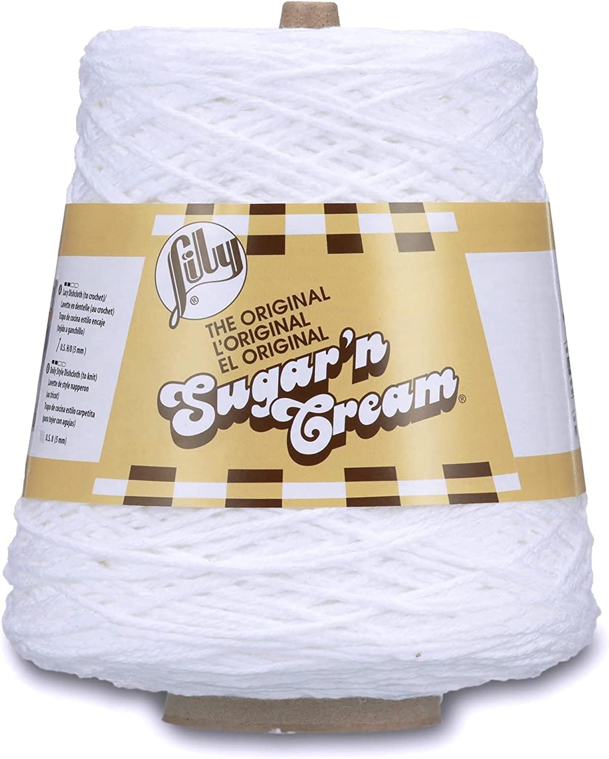Lily Sugar N Cream Cones White Yarn - 1 Pack of 14oz/400g - Cotton - #4 Medium - 706 Yards - Knitting/Crochet — image 1