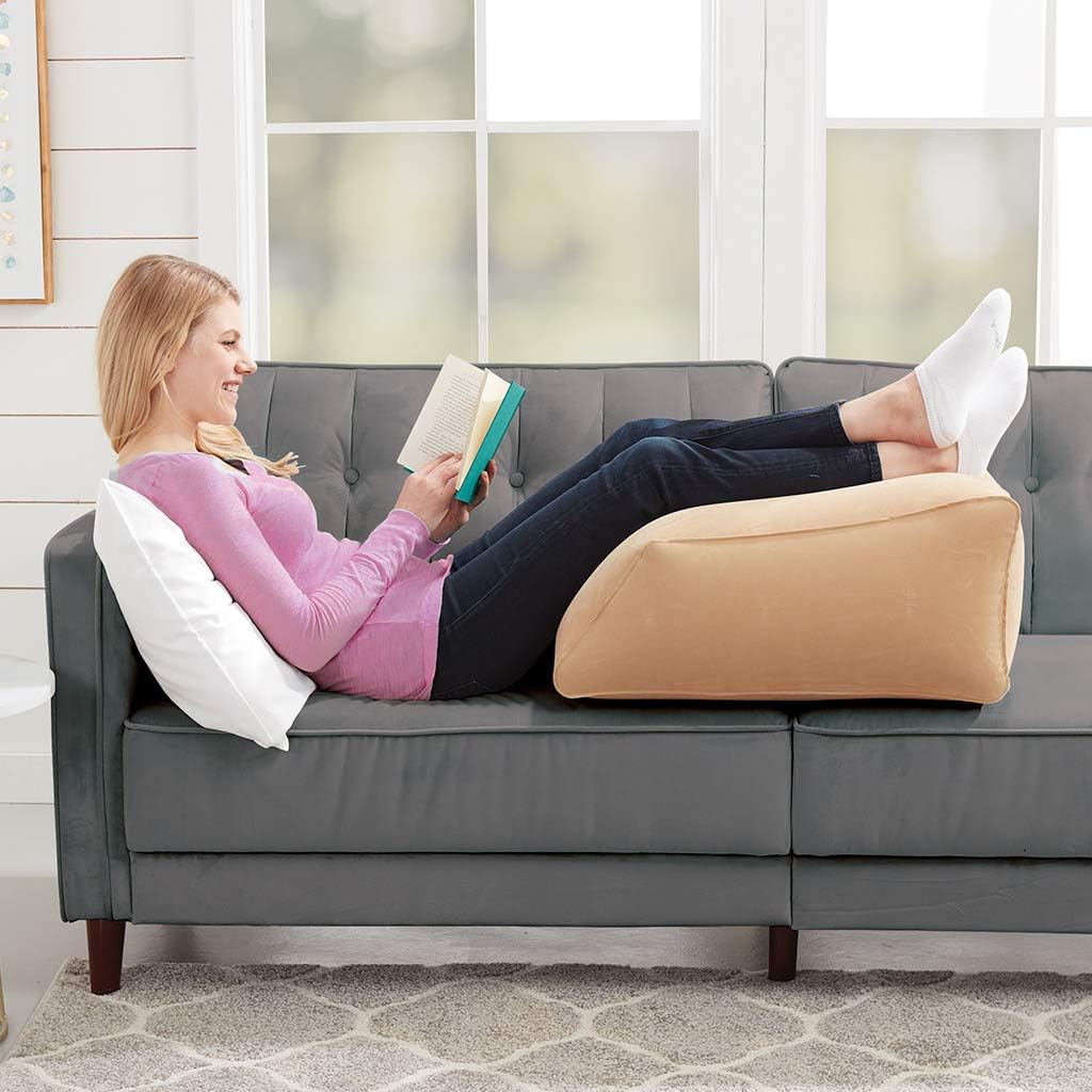 BulbHead Ramp Must-Have Elevating Rest Relieves Leg, Hip and Knee Pain, Improves Circulation, Reduces Swelling-Inflatable Bed Wedge Pillow, Beige: Home & Kitchen