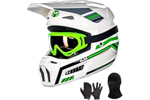 ILM Youth Dirt Bike Helmets Kids ATV Helmet Motorcross BMX Off Road Motorbike with Goggles Gloves Mask DOT Model MT601Y (Spacewalk Green, Youth-Medium)