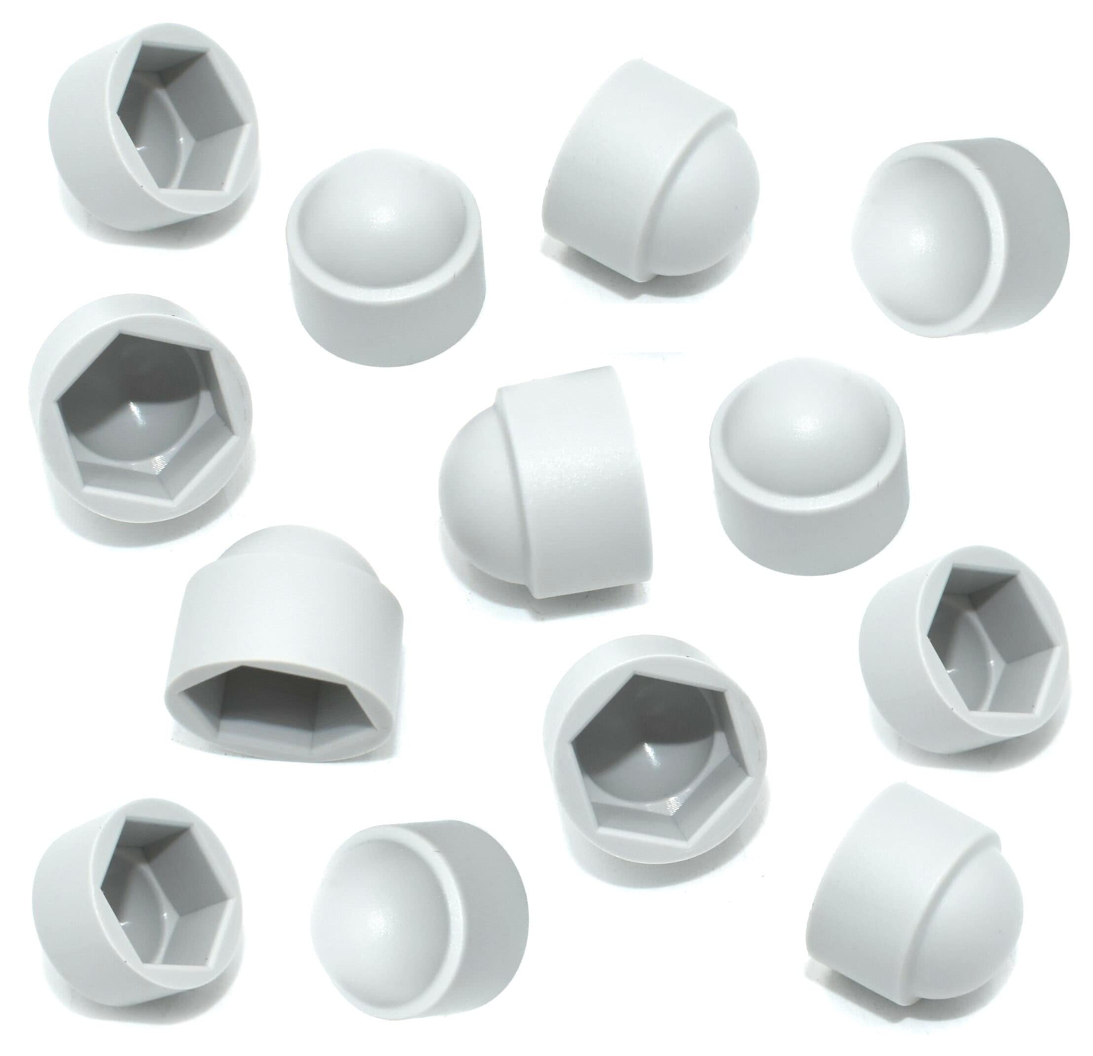 TERF® M12 White Plastic Hex Nut Bolt Dome Cap Cover M12 (19mm Spanner) Nut and Bolt Protective Caps Cover Hexagonal - Pack of 10