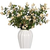 Melorca&Guilla Fake Flowers,6PCS 29" Artificial Rose for Vase, Long Stems Champagne Artificial Flowers Faux Flower Arrangements for Shop Garden Office Home Décor (6, Champagne Rose)