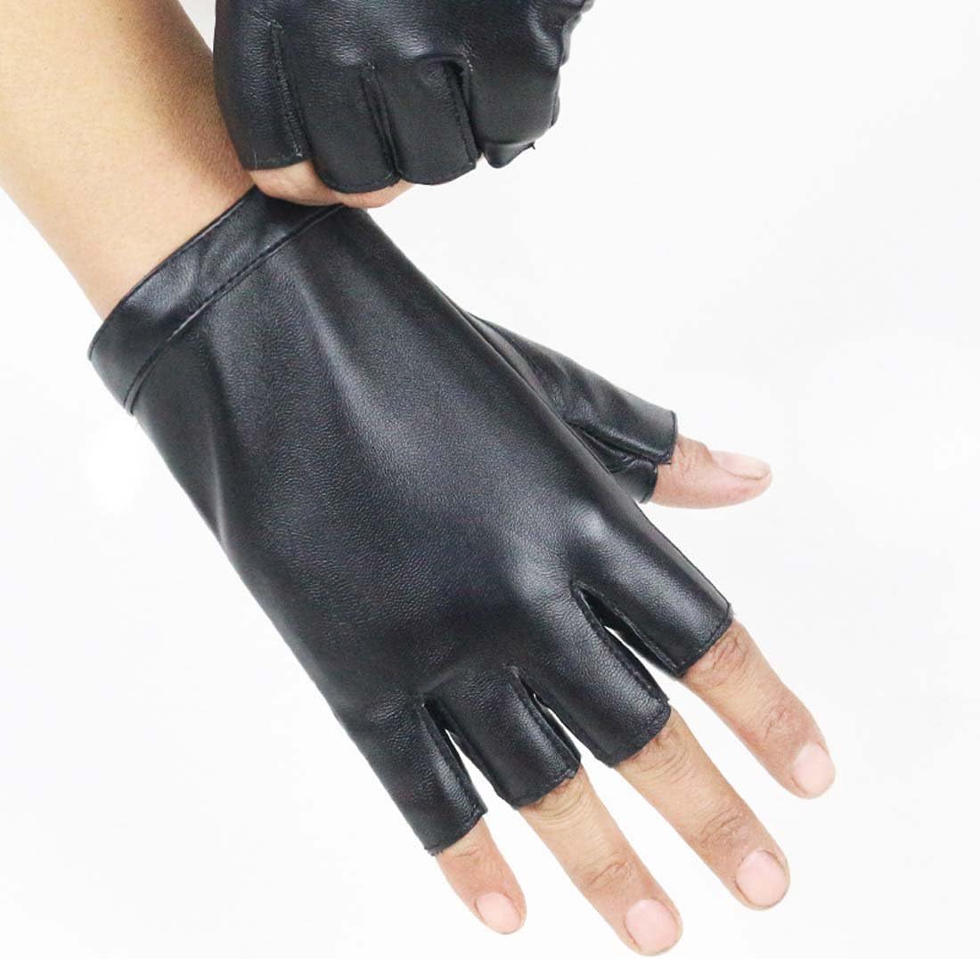KWLET Women's Fingerless PU Leather Gloves Cycling Driving Motorcycle Performance Gloves, Black, One Size: Sports & Outdoors