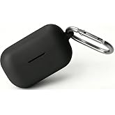 Geiomoo Silicone Case for Technics EAH-AZ100-K, EAH-AZ100-S, Soft Flexible Scratch Resistant Protective Cover with Carabiner (Black)