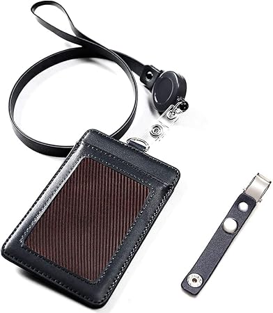 Amazon Co Jp パスケース Viaky Idカードホルダー リール式 バンド クリップ ネック ストラップ付き 社員証 名札 定期入れ レザー 3ポケット 縦型 シンプル 機能性 プレゼント メンズ レディース 文房具 オフィス用品