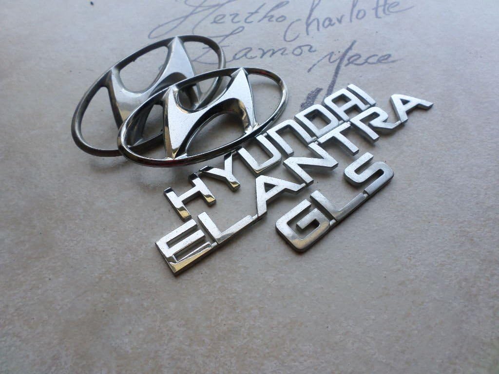 01-03 Hyundai Elantra GLS Front Grille Rear Trunk Silver Emblem 86314-2D200 Logo Set of 5