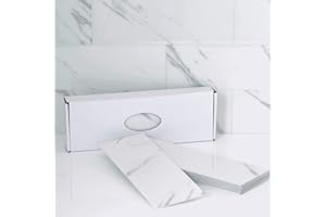 BeNice Peel and Stick Backsplash for Kitchen Tile,Peel and Stick Tiles for Walls Tile Stickers Waterproof Marble Tile Backsplash 3.85"x11.73"(16Tiles) Fishbelly White