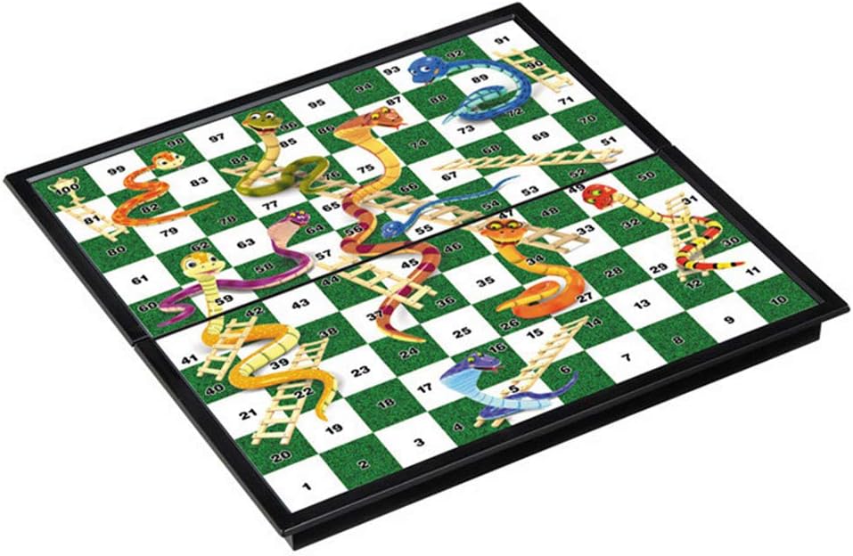 jiulonerst Magnetic Foldable Snake and Ladder Chess Educational Toy for Kids Gift