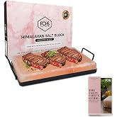 POHS Himalayan Salt Block For Grilling, Searing, Cooking, BBQ, Himalayan Salt Slab with Premium Quality Metal Holder 12x8x1.5 Inches