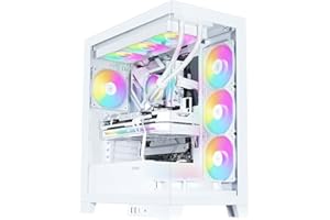 SAMA V50 Mid Tower PC Case, Dual Tempered Glass Panels, High Airflow Design, 4x120mm PWM ARGB Fans Pre-Installed, Cable Manag
