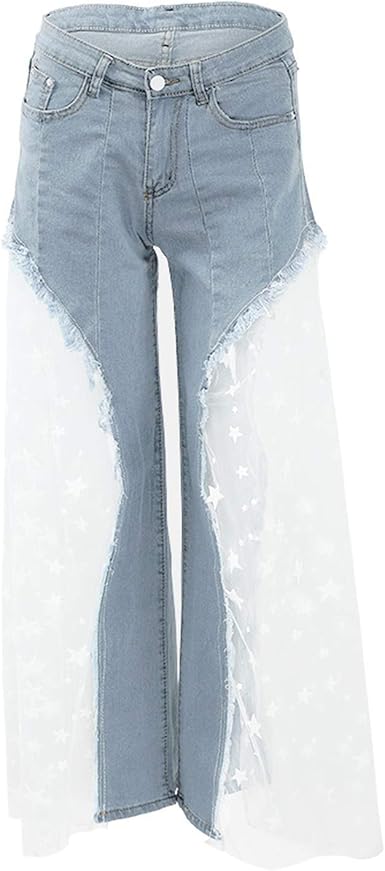 jeans with star mesh