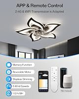 YUNLONG Smart Ceiling Fan with Lights Alexa Google Assistant Black view 5