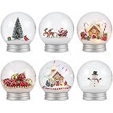 6PCS Christmas DIY Snow Globe 150ml Plastic Snow Globe with Screw Off Cap for DIY Decoration Craft