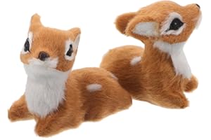 FELTECHELECTR 2pcs Christmas Reindeer Ornaments Realistic Deer Figurines Plush Holiday Decor for Family Gatherings