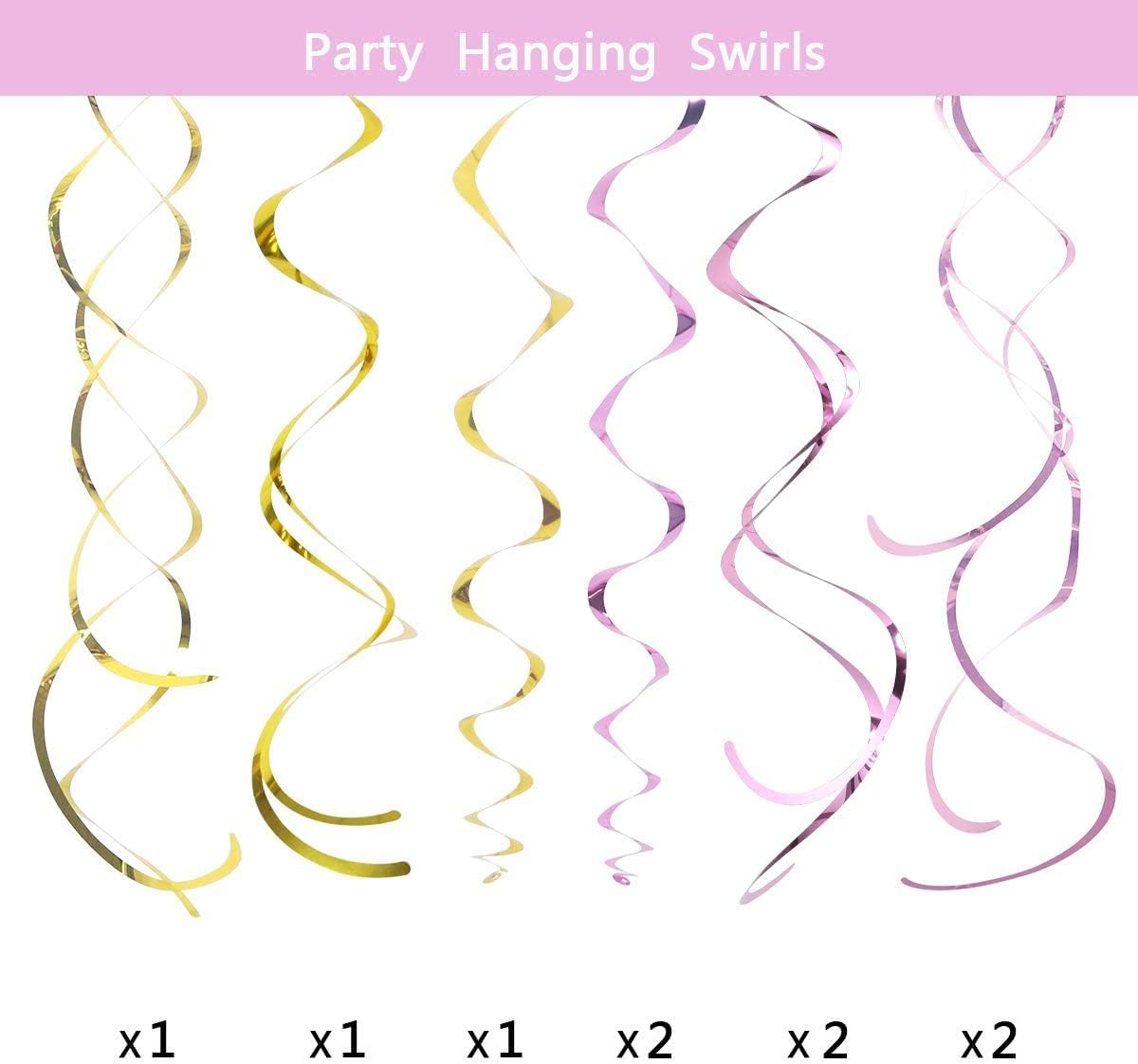 Litaus Birthday Decorations, Pink and Gold Happy Birthday Decorations for Women, Happy Birthday Banner, Hanging Swirls, Paper Garlands for 1 Birthday Decorations, Birthday Party, Girls Birthday: Toys & Games