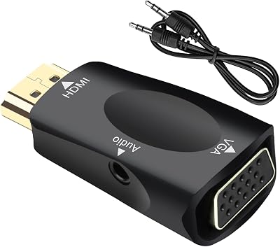 Generic HDMI to VGA Adapter 1080p Gold Audio Jack Cable for Monitor Laptop