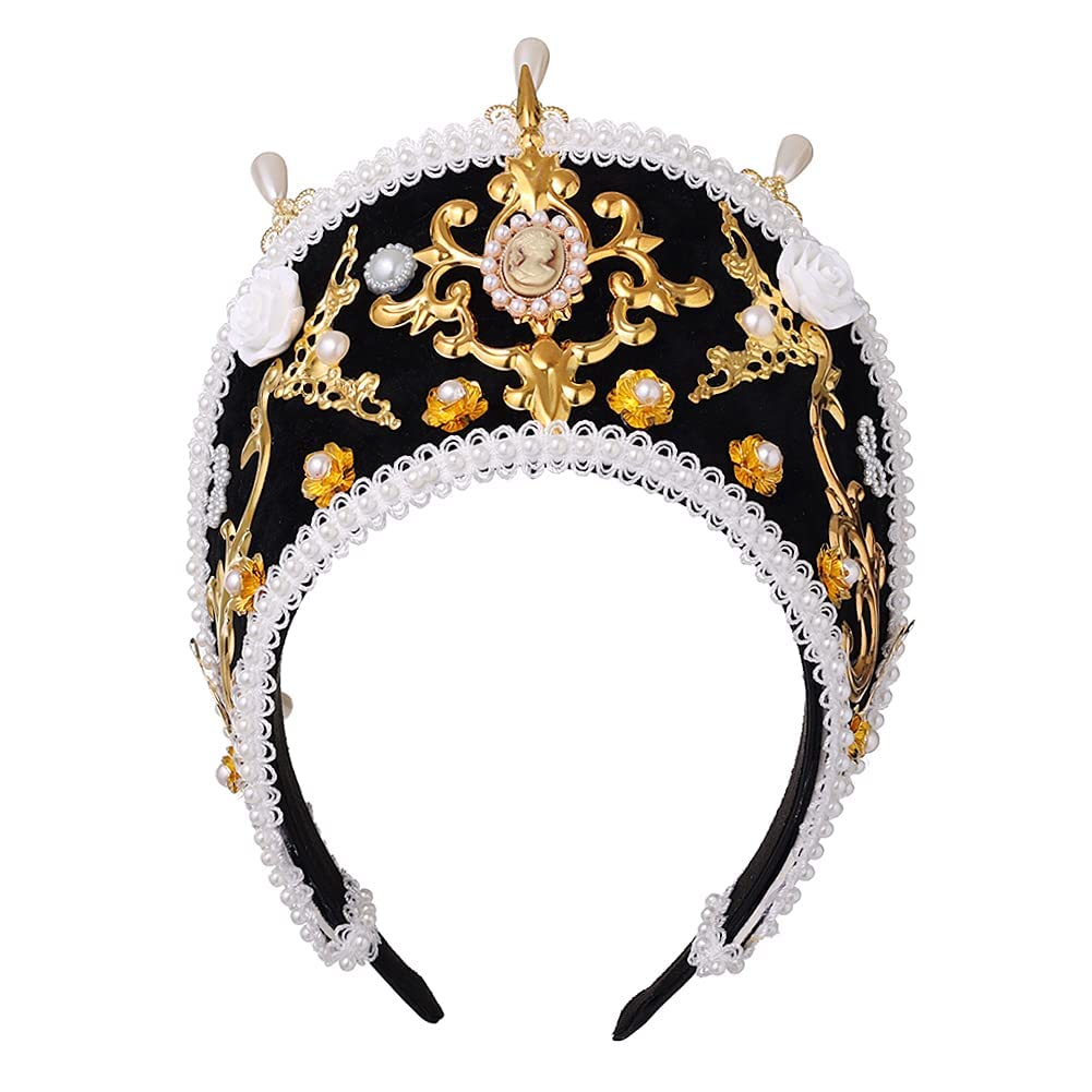 GRACEART Anne Boleyn Hat Headpiece Elizabethan Headwear Tudor Coronet Hood Hat (Style-8) โ image 1