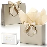 DOYIDE 30 Pack Gift Bags Medium Size with Ribbon and Greeting Cards Tissue Paper, 9"x7"x3.1" Portable Paper Gift Bag with Handles, Thank You Bags for Wedding Birthday Party Mothers Day Bridal Shower