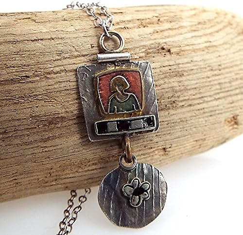 Sterling Silver Portrait of a Woman Pendant Necklace on 18 Inch Sterling Silver Chain