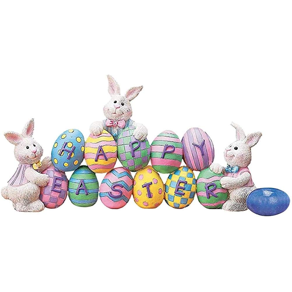 Ghzste Easter Spring Bunny Decoration Tabletop Easter Decorations Cute Craft Easter Bunny Figures Farmhouse Home Decor
