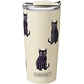 SERENGETI Black Cat 20 Oz. Stainless Steel, Vacuum Insulated Tumbler with Spill Proof Lid - 3D Print - Insulated Travel mug for Hot or Cold Drinks (Black Cat Tumbler)
