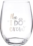 Kate Aspen, The I Do Crew Stemless Wine Glass Set, Wedding/Party Favor (Set of 4), 15 Oz, Clear