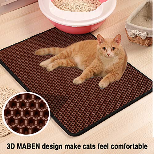 EACHON Cat Litter Mat Litter Trapping Mat, 30" X 22" Inch Honeycomb Double Layer Design Waterproof Urine Proof Trapper Mat for Litter Boxes, Large Size Easy Clean Scatter Control - Thumbnail 5
