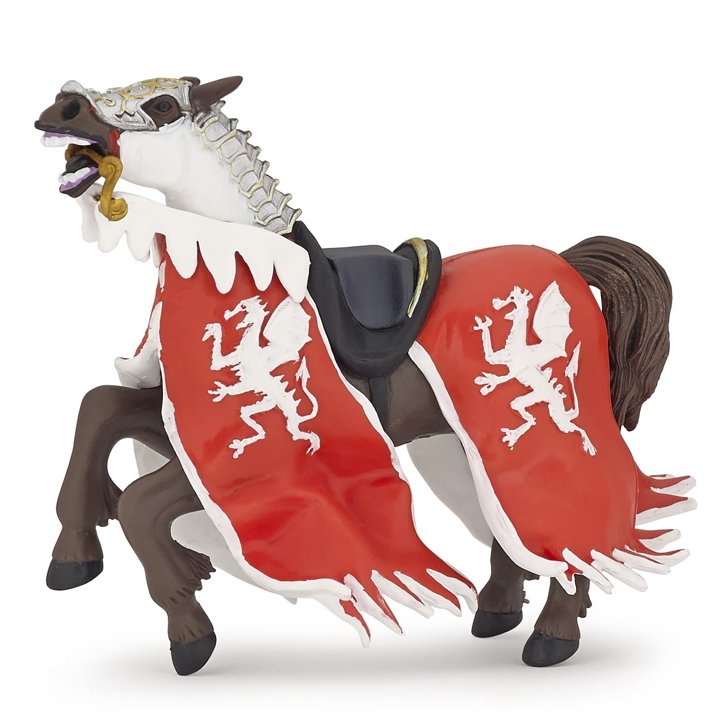Papo MEDIEVAL-FANTASY Figurine, 39388 Red Dragon King Horse, Multicolour, 13x7x11 cm