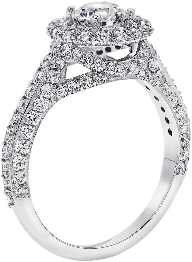 GIA Certified 14k white-gold Round Cut Diamond Engagement Ring (1.98 cttw, K Color, VS2 Clarity)
