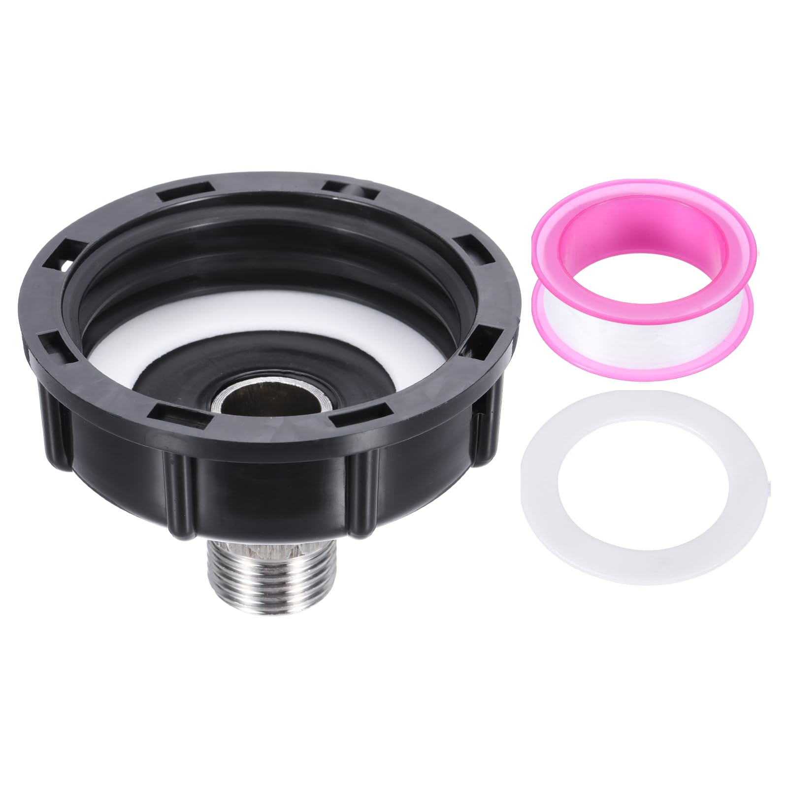 PATIKIL IBC Tote Adapter, 1/2" Male Thread to S60x6 2" Coarse Female Thread, 275-330 Gallon Water Tank Drain Adapter Garden Water Hose Connector, Black