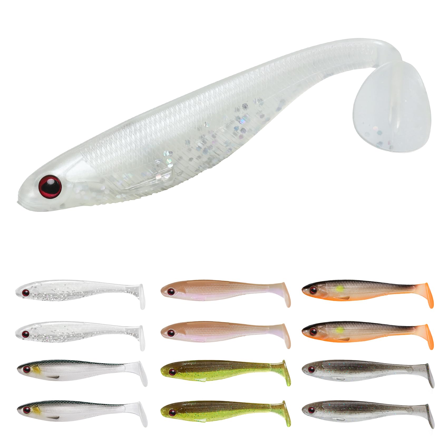 TRUSCEND Easy Catch Pre-Rigged Squid Lures, Unique Vibrating Swim Action and Trembly Sinking Move for More Bites, Amazing Swimbait for Family Fishing, Fishing Lures for Bass Trout Crappie Walleye