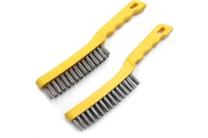 Wire Scratch Brush 2 Set, Heavy Duty Stainless Steel 11 Inch with Plastic Handle Descaling Welding Dust Bending Hand Tool, Teel Brush Rust Remover for Metal by MAXMAN