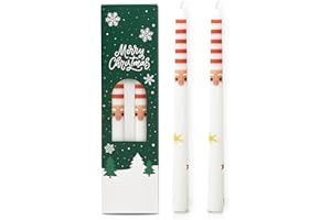 GOLIBRA 2 Pack Christmas Taper Candles, 10 Inch Unscented Candlesticks with Santa Claus Design for Table Centerpiece, Fireplace Mantel, Advent Wreath, Winter Wedding and Festive Home Decor