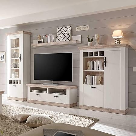 Wohnzimmer Set Amelie Landhausstil Creme Weiss 7 Teilig K 642 002