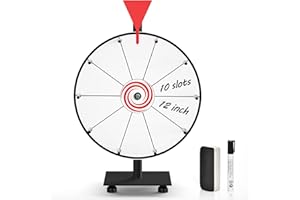 abitcha 12 inch Spinning Prize Wheel - 10 Slots White Tabletop Spinner - Heavy Duty Base Roulette Wheel for Carnival, Trade Show, Win Fortune Spin Games