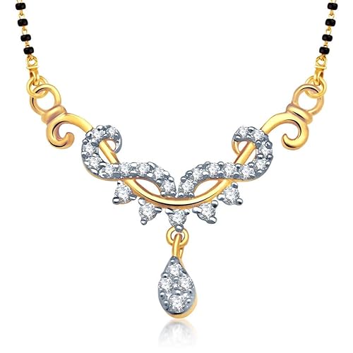VK Jewels Creative Design Gold and Rhodium Plated Alloy Mangalsutra for Women made with Cubic Zirconia - MP1150G [VKMP1150G]