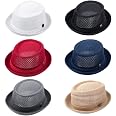 Mesh Pork Pie Hat 1920S Costume Party Jazz Cap Bowler Fedora Hat For