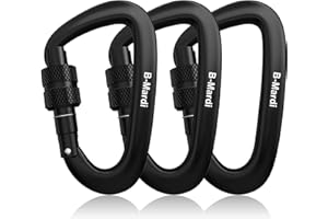 B-Mardi Lightweight Heavy Duty Locking Carabiner Clips-12kN (2697 lbs) caribiniers for Hammocks,Keychain & Utility