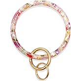 Mymazn Key Ring Bracelet Wristlet Keychain Bangle Keyring for Women, Acetate Round Key Chain