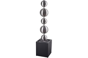 Kenroy Home 51090STSTBL Quentin Floor Fountain with Metallic Finish, Modern Style, 51.63" Height, 11.75" Width, 11.75" Depth, Medium, Stainless Steel and Black