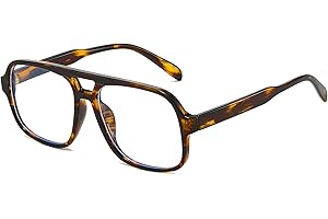 Breaksun Oversized Square Aviator Glasses for Women Men Big Frame Retro Blue Light Blocking Glasses Vintage Style