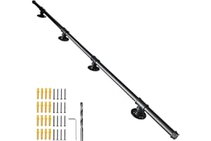 SCIEO 10FT Staircase Handrail Wall Mount Handrail for Indoor Stair, Industrial Pipe Stair Handrails Grab Bar-Metal Galvanized Steel Hand Railing for Outdoor Indoor Stairs Steps Loft Porch